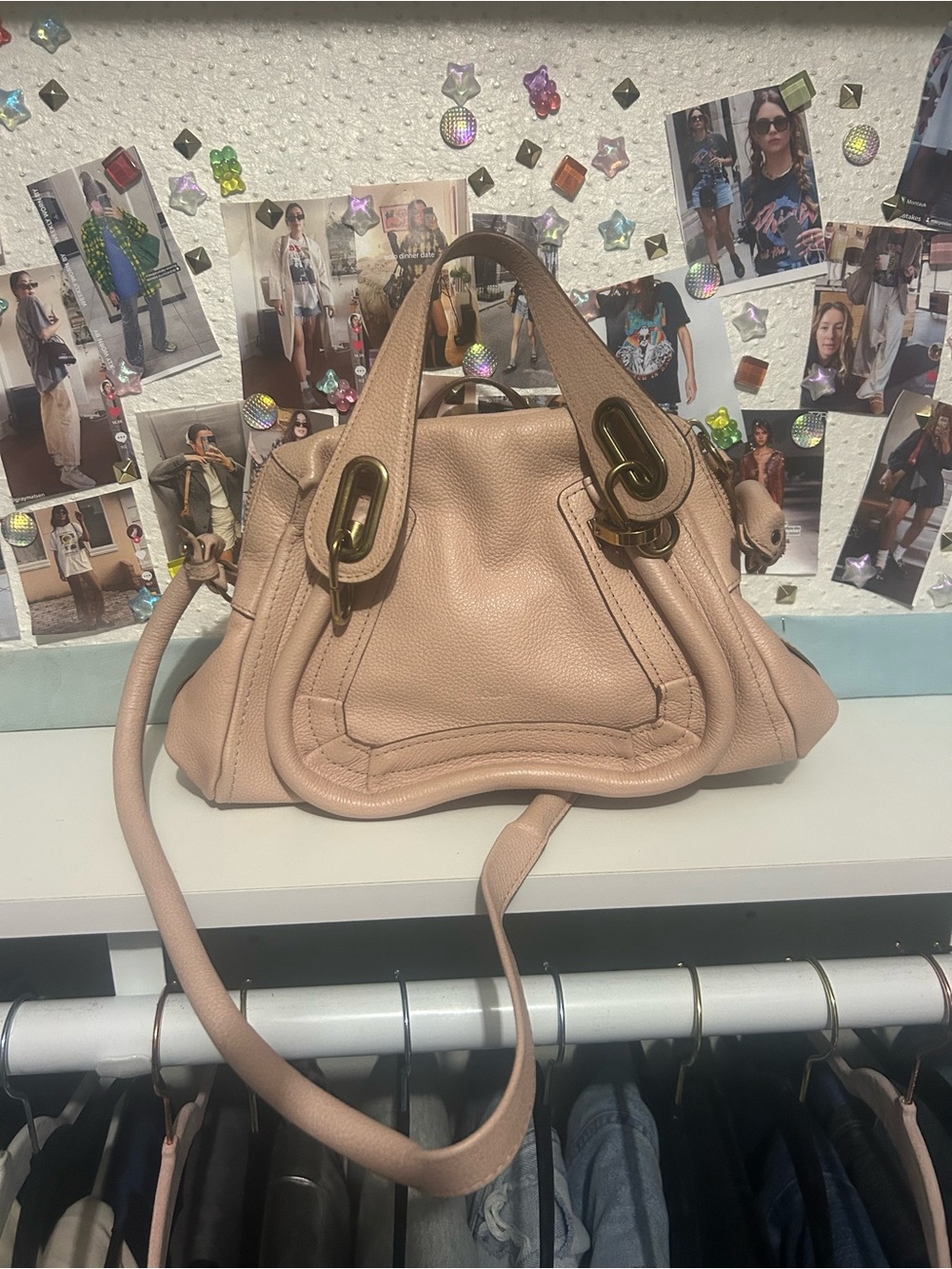 Chloe Blush Pink Partay Bag with Gold Hardware